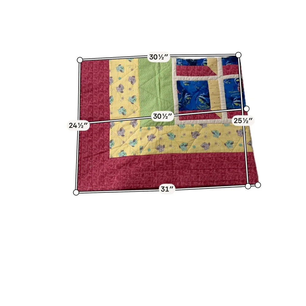 Vintage Handmade Hand Stitched Coastal Fish Quilt Twin Topper 50x60